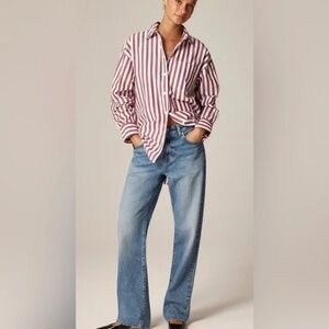 BNWT NEW JCREW well Étienne oversized shirt stripe lightweight oxford made LARGE